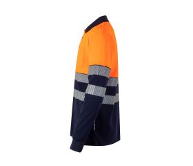 305525.POLO ALGODÓN BICOLOR ML RS AZUL NAVY/NARANJA FLÚOR 2XL