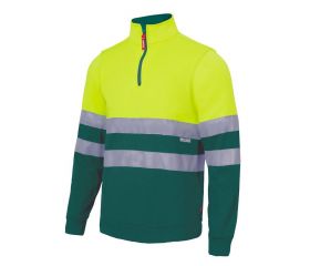 305701.SUDADERA BICOLOR CREMALLERA AV VERDE/AMARILLO FLÚOR 2XL