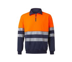 305703.SUDADERA BICOLOR CREMALLERA RS AZUL NAVY/NARANJA FLÚOR 2XL