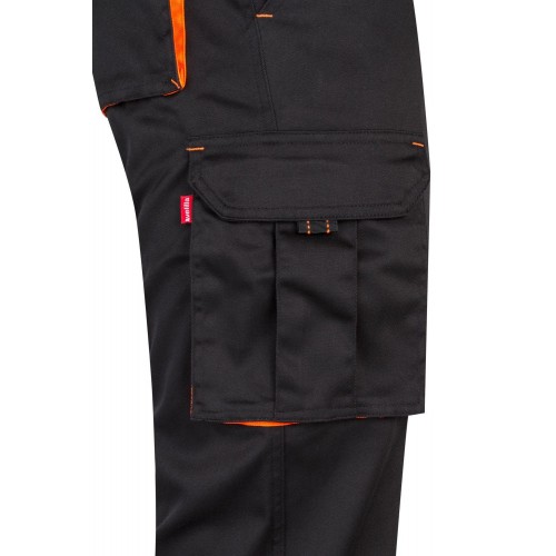 103008S.PANTALÓN STRETCH BICOLOR NEGRO/NARANJA FLÚOR 34