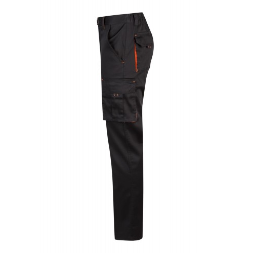 103008S.PANTALÓN STRETCH BICOLOR NEGRO/NARANJA FLÚOR 34