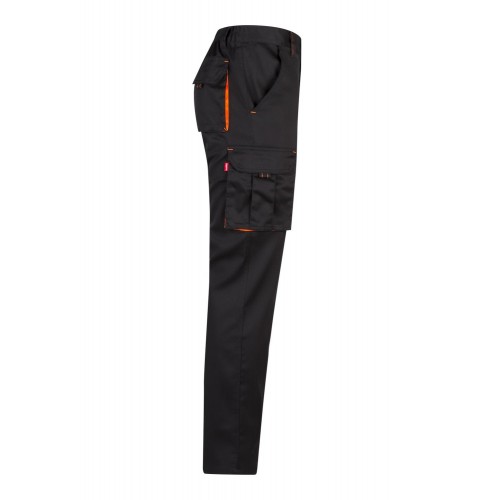 103008S.PANTALÓN STRETCH BICOLOR NEGRO/NARANJA FLÚOR 34