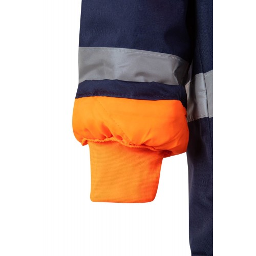 166.PARKA BICOLOR AV AZUL MARINO/NARANJA FLÚOR 2XL