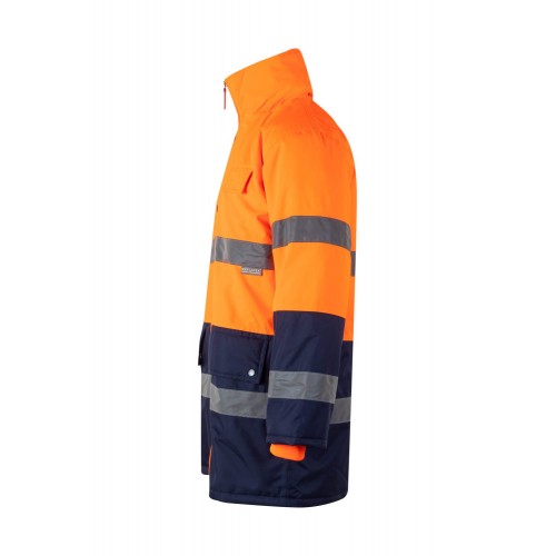 166.PARKA BICOLOR AV AZUL MARINO/NARANJA FLÚOR 2XL