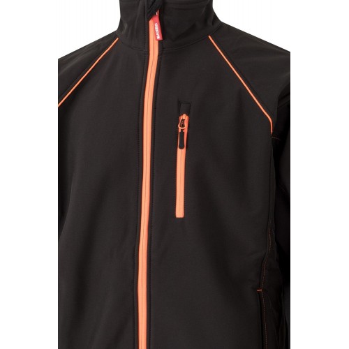 206001.SOFT SHELL BICOLOR NEGRO/NARANJA FLÚOR 2XL