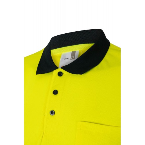 305504.POLO BICOLOR MC AV AZUL MARINO/AMARILLO FLÚOR 2XL