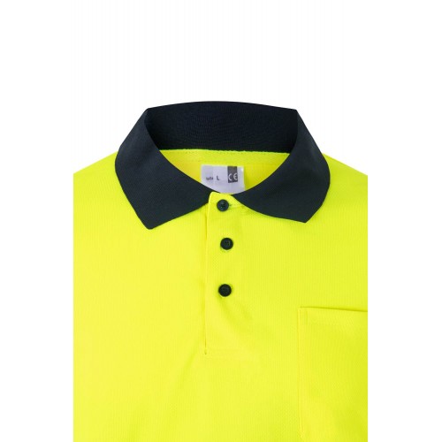 305507.POLO BICOLOR ML AV AZUL MARINO/AMARILLO FLÚOR 2XL