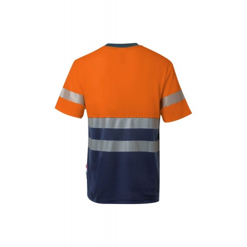 305509.CAMISETA ALGODÓN BICOLOR MC RS AZUL NAVY/NARANJA FLÚOR 2XL