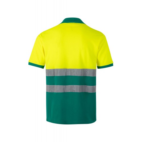 305513.POLO ALGODÓN BICOLOR MC AV VERDE/AMARILLO FLÚOR 2XL