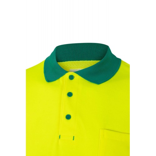 305513.POLO ALGODÓN BICOLOR MC AV VERDE/AMARILLO FLÚOR 2XL