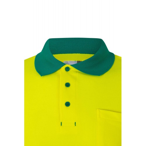 305515.POLO ALGODÓN BICOLOR ML AV VERDE/AMARILLO FLÚOR 2XL