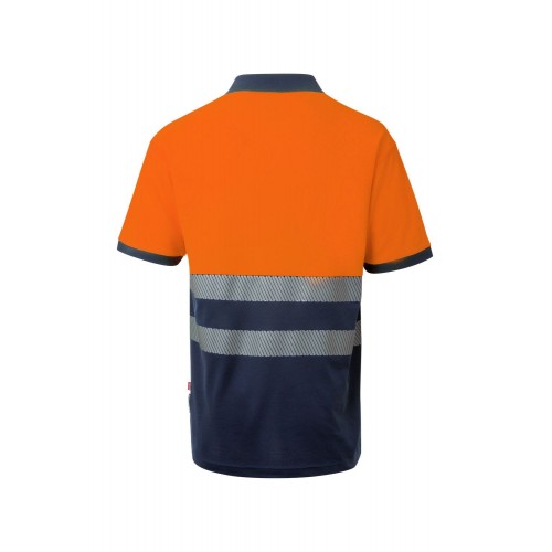 305523.POLO ALGODÓN BICOLOR MC RS AZUL NAVY/NARANJA FLÚOR 2XL