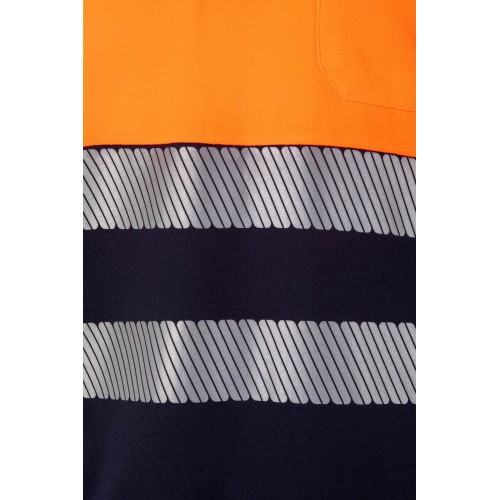 305523.POLO ALGODÓN BICOLOR MC RS AZUL NAVY/NARANJA FLÚOR 2XL