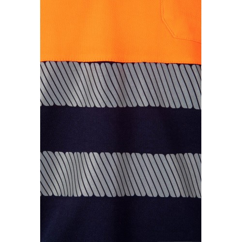 305525.POLO ALGODÓN BICOLOR ML RS AZUL NAVY/NARANJA FLÚOR 2XL