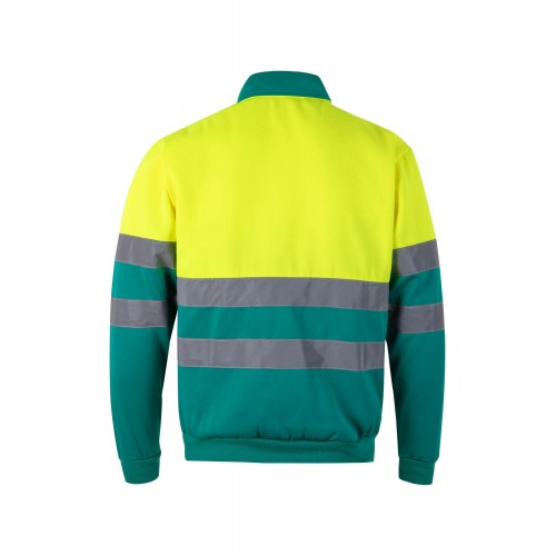 305701.SUDADERA BICOLOR CREMALLERA AV VERDE/AMARILLO FLÚOR 2XL