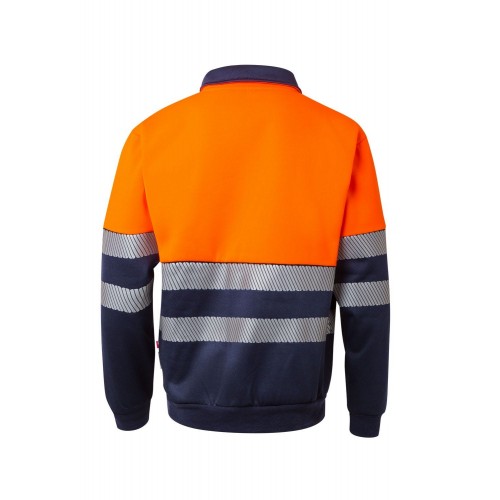 305703.SUDADERA BICOLOR CREMALLERA RS AZUL NAVY/NARANJA FLÚOR 2XL