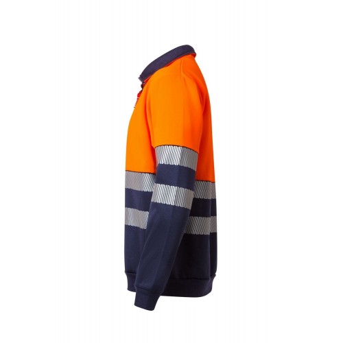 305703.SUDADERA BICOLOR CREMALLERA RS AZUL NAVY/NARANJA FLÚOR 2XL