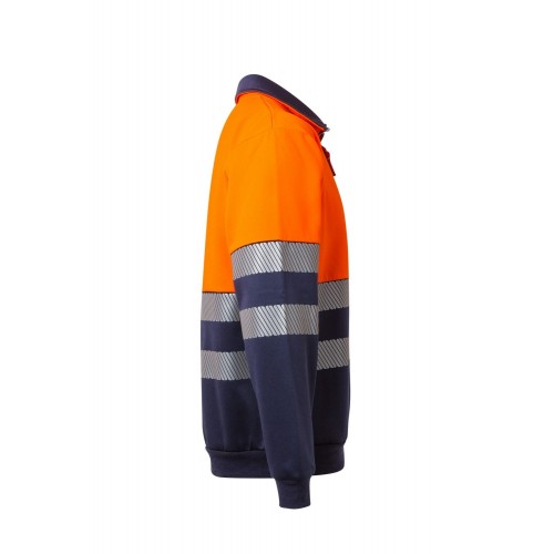 305703.SUDADERA BICOLOR CREMALLERA RS AZUL NAVY/NARANJA FLÚOR 2XL