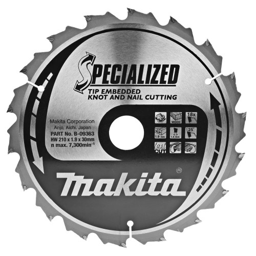 B-09363 Disco sierra circular , Specialized T.C.T, 210 x 30 mm, 18 D