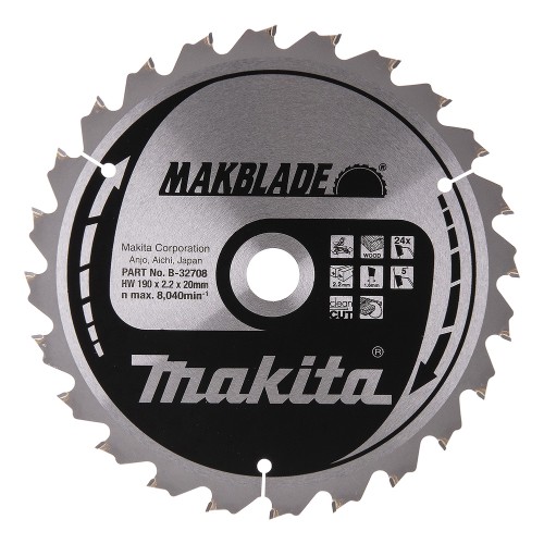 B-32708 Disco sierra circular , Makblade T.C.T, 190 x 20 mm, 24 D