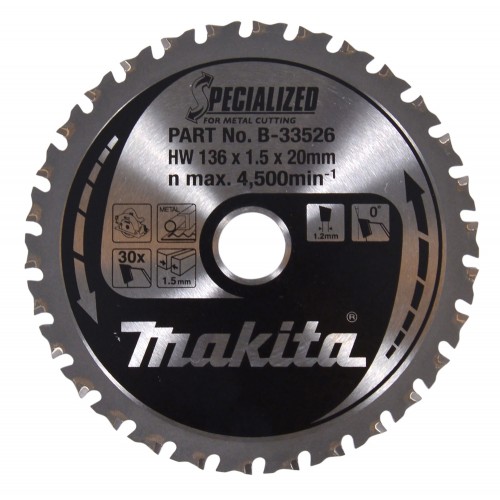 B-33526 Disco sierra circular , Specialized T.C.T, 136 x 20 mm, 30 D