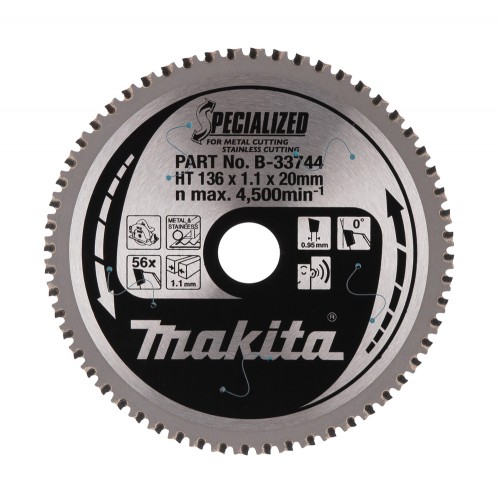 B-33744 Disco sierra circular , Specialized T.C.T, 136 x 20 mm, 56 D