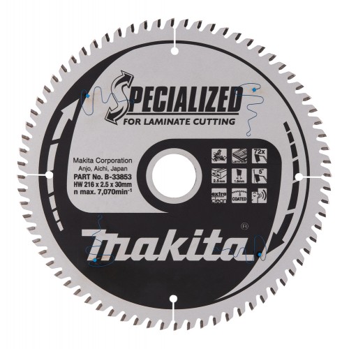 B-33853 Disco sierra circular , Specialized T.C.T, 216 x 30 mm, 72 D