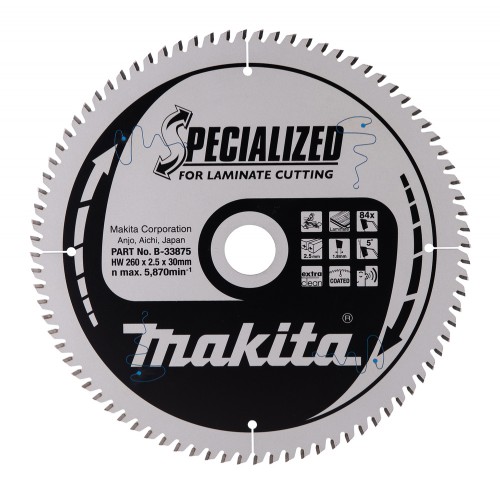 B-33875 Disco sierra circular, Specialized T.C.T, 260 x 30 mm, 84 D