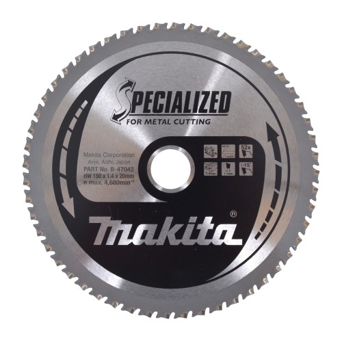 B-47042 Disco sierra circular , Specialized T.C.T, 150 x 20 mm, 52 D