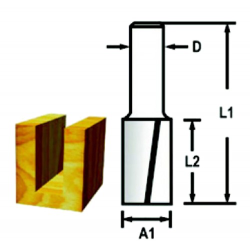 D-47466 Fresa recta 2 filos, 10 x 25.4 x 6 mm