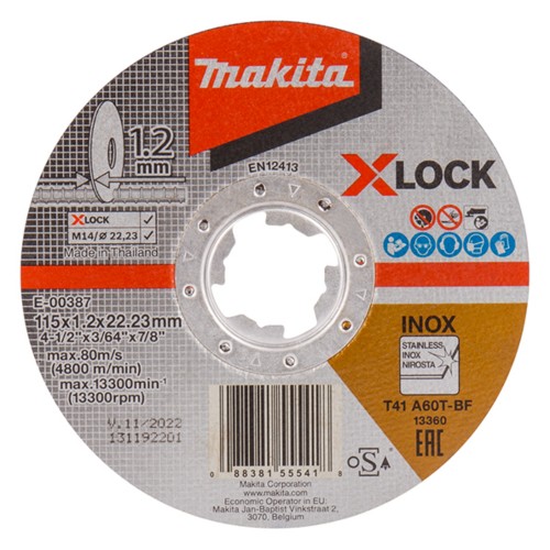 E-00387 Disco de corte X-Lock, 115 x 1,2 x 22,23 mm, A60T