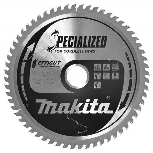 E-12267 Disco sierra circular , Efficut T.C.T, 216 x 30 mm, 60 D