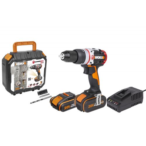 Worx WX354 - Taladro percutor Brushless Slammer Drill 20V 2.0Ah (2 bat)