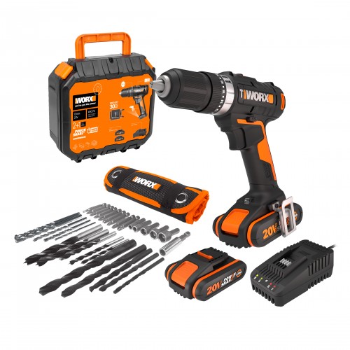 Worx WX370 - Taladro Percutor 20V (2bat 2.0Ah)