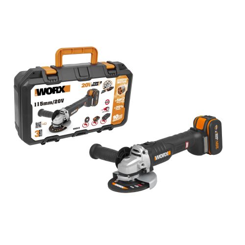 Worx WX813 - Amoladora Brushless 115mm 20V 2Ah 2 bat