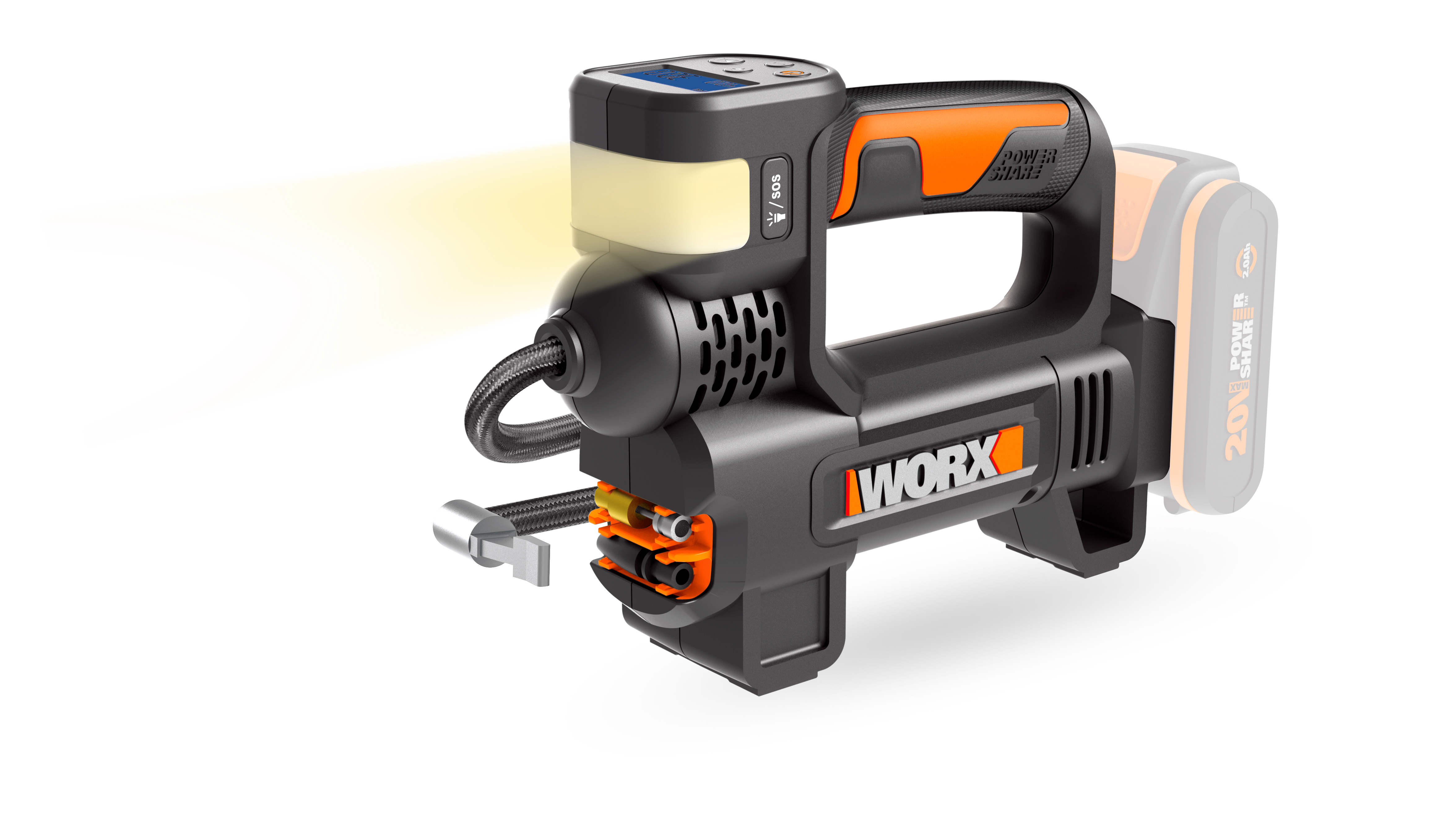 Worx DIY Worx WX092.9 2 en 1 Inflador y linterna 20V S bat